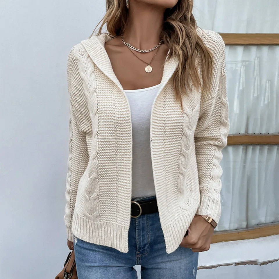 Top Trends: Autumn Winter 2023 Open Stitch Thick Women Sweaters V-Neck Solid Cardigan Casual Loose Sweater Fashion Knitted Jacket Streetwear Shoppable Styles