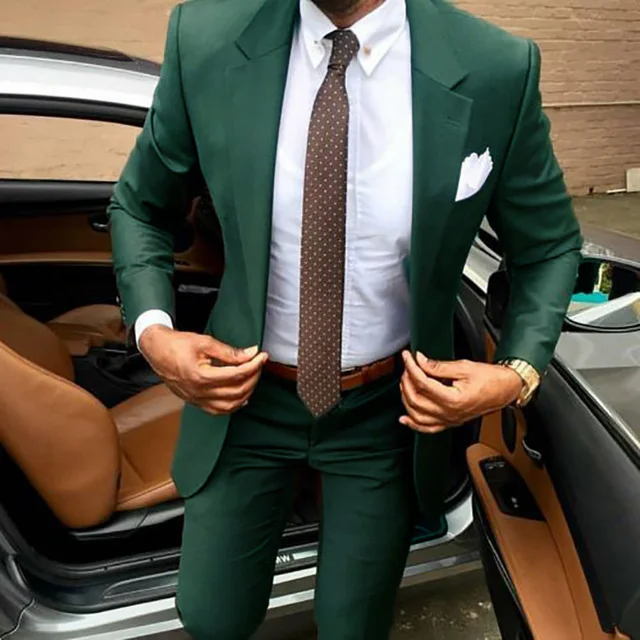 Top Trends: 2023 City Casual Gentleman Dark Green Wedding Groom Suits Costume Homme Mariage Terno Masculino Slim Fit Best Man Blazer Shoppable Styles