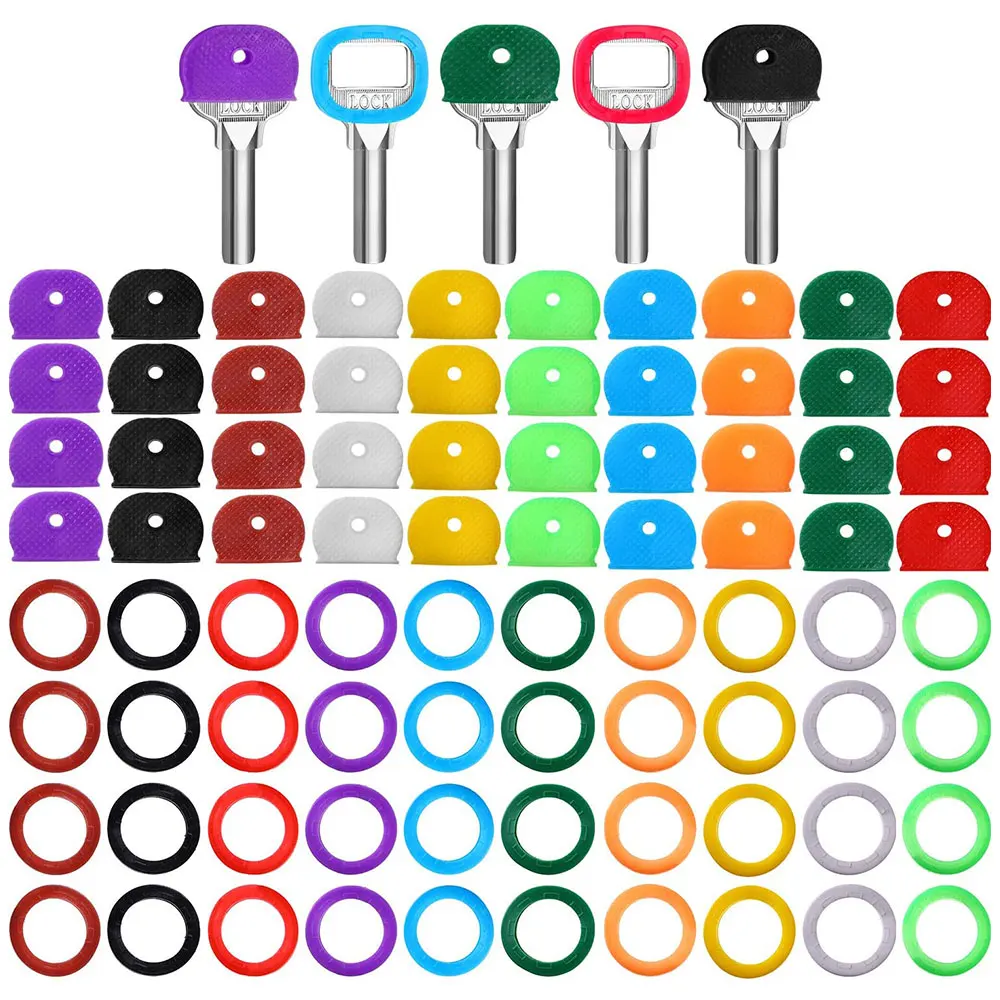 Top Trends: 24 / 32Pcs Mixed Plastic Keys Caps Topper Elastic Case For DIY Keyring Rubber Head Caps Keys Locks Tags ID Markers Shoppable Styles