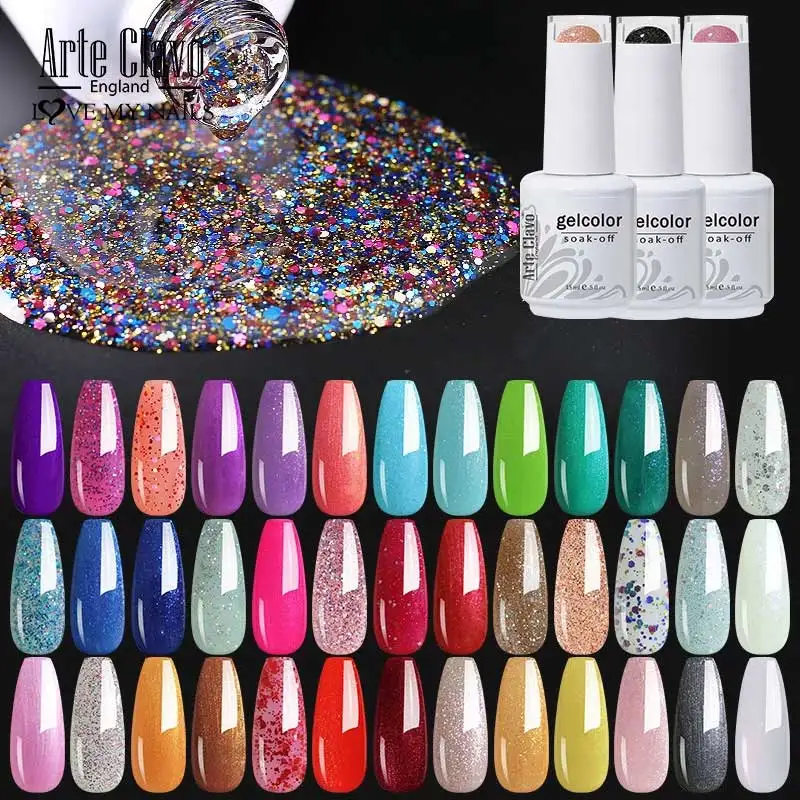 Top Trends: Arte Clavo Glitter Gel Nail Big Bottle Soak Off UV Gel Varnish Nail Manicure Top Base Coat Fashion Gel Polish Art Decoration Shoppable Styles