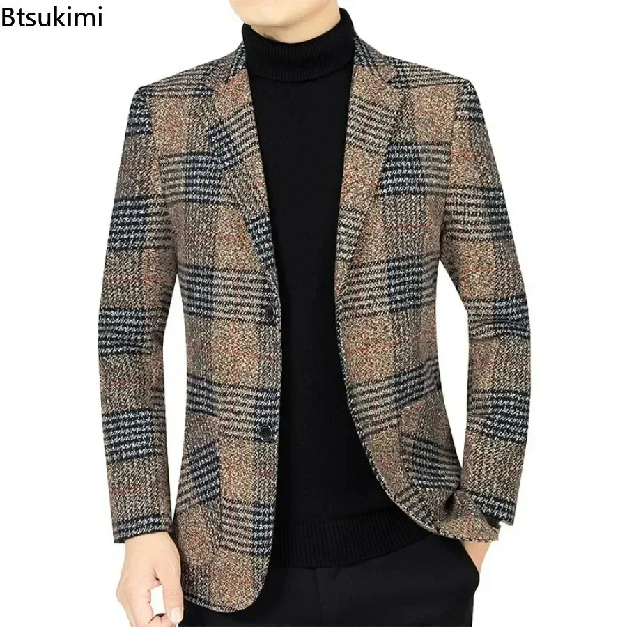 Top Trends: 2024 Men's Fashion Blazer Jacket Suit England Style Plaid Business Causal Suits Men Clothing Conjuntos De Blazer Jacket Coat 4XL Shoppable Styles