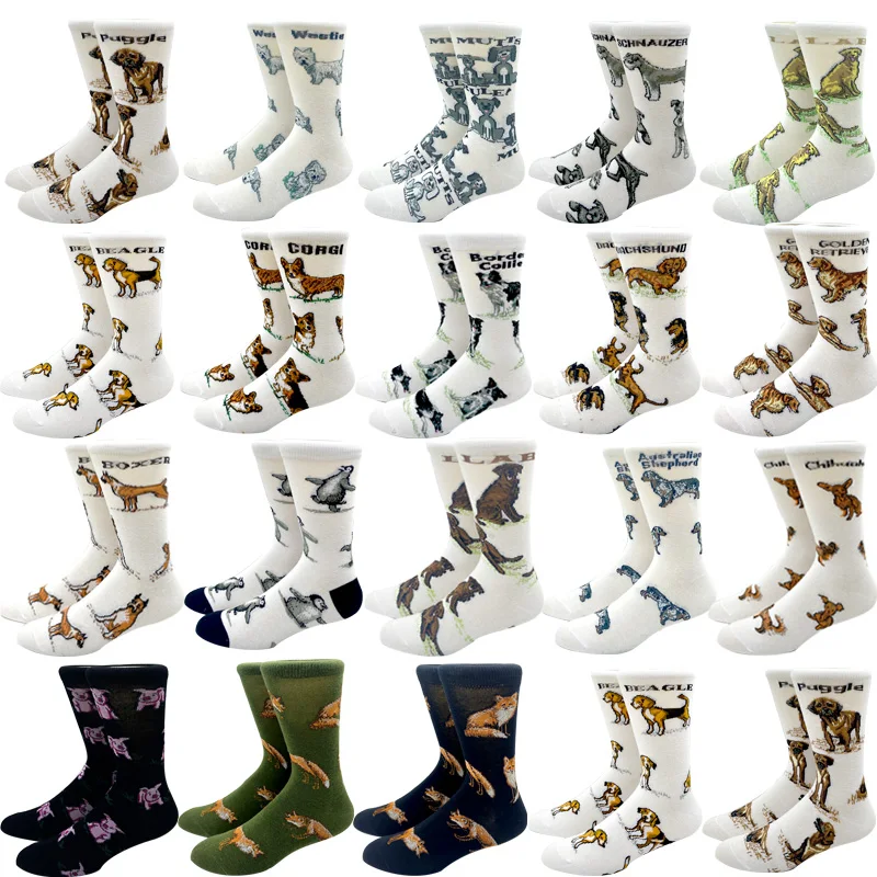 Top Trends: 2023 New Harajuku Women Men Socks Cartoon Animal Pet Dog Husky Corgi Poodle Labrador Long Socks For Men White Socks Funny Socks Shoppable Styles