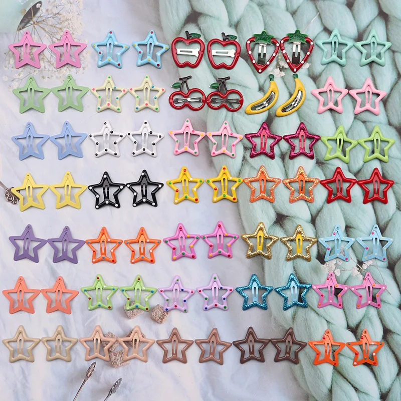 Top Trends: 20pcs Colorful Star Hair Clips Women Grils Cute Metal Snap Clip Star Hairpin Side Barrettes Hair Grip Headwear Hair Accessories Shoppable Styles