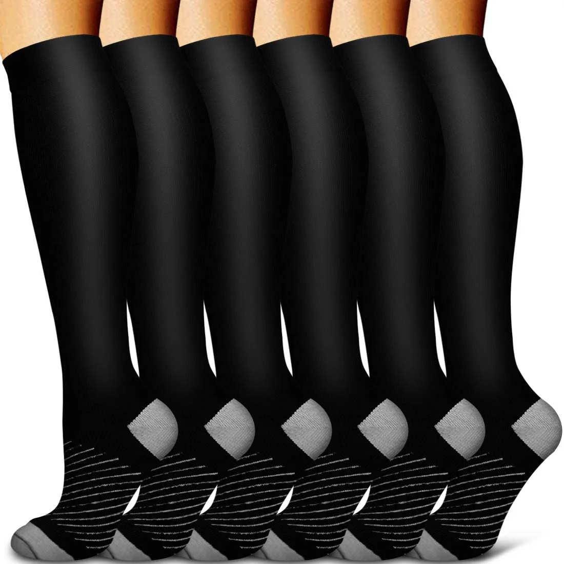 Top Trends: Unisex Copper Compression Socks Women Men Anti-Fatigue Pain Relief Knee High Stockings 15-20mmHg Graduated Compression Stockings Shoppable Styles