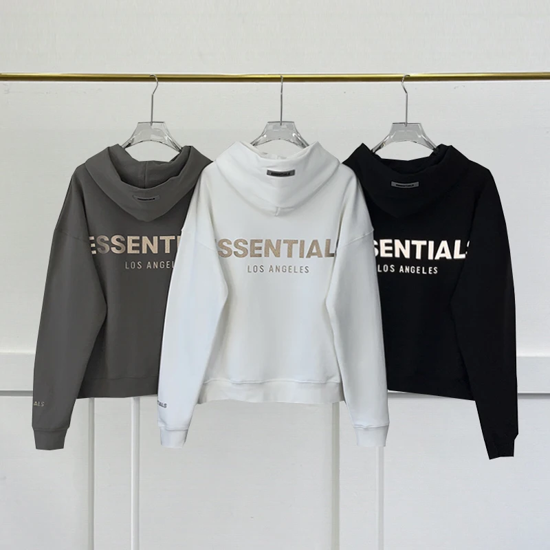 Top Trends: New Essentials Hoodie Back Reflective Letter Men&#039;s Sweatshirt Fashion Hip Hop Loose Unisex Oversized 100% Cotton Pullover Shoppable Styles