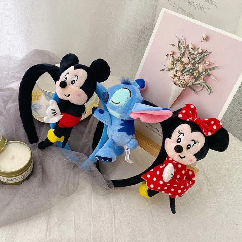 Top Trends: Cute Disney Plush Ears Mickey Mouse Headband Women Cartoon Minnie Hairband Girl Soft Doll Stitch Hair Accessories Kids Xmas Gift Shoppable Styles