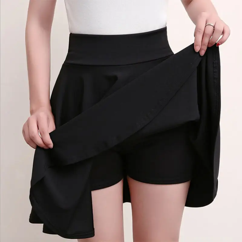 Top Trends: Summer New Black High Waist Pleated A-line Skirt Solid Color Loose All-match Simplicity Skirts Vintage Fashion Women Clothing Shoppable Styles