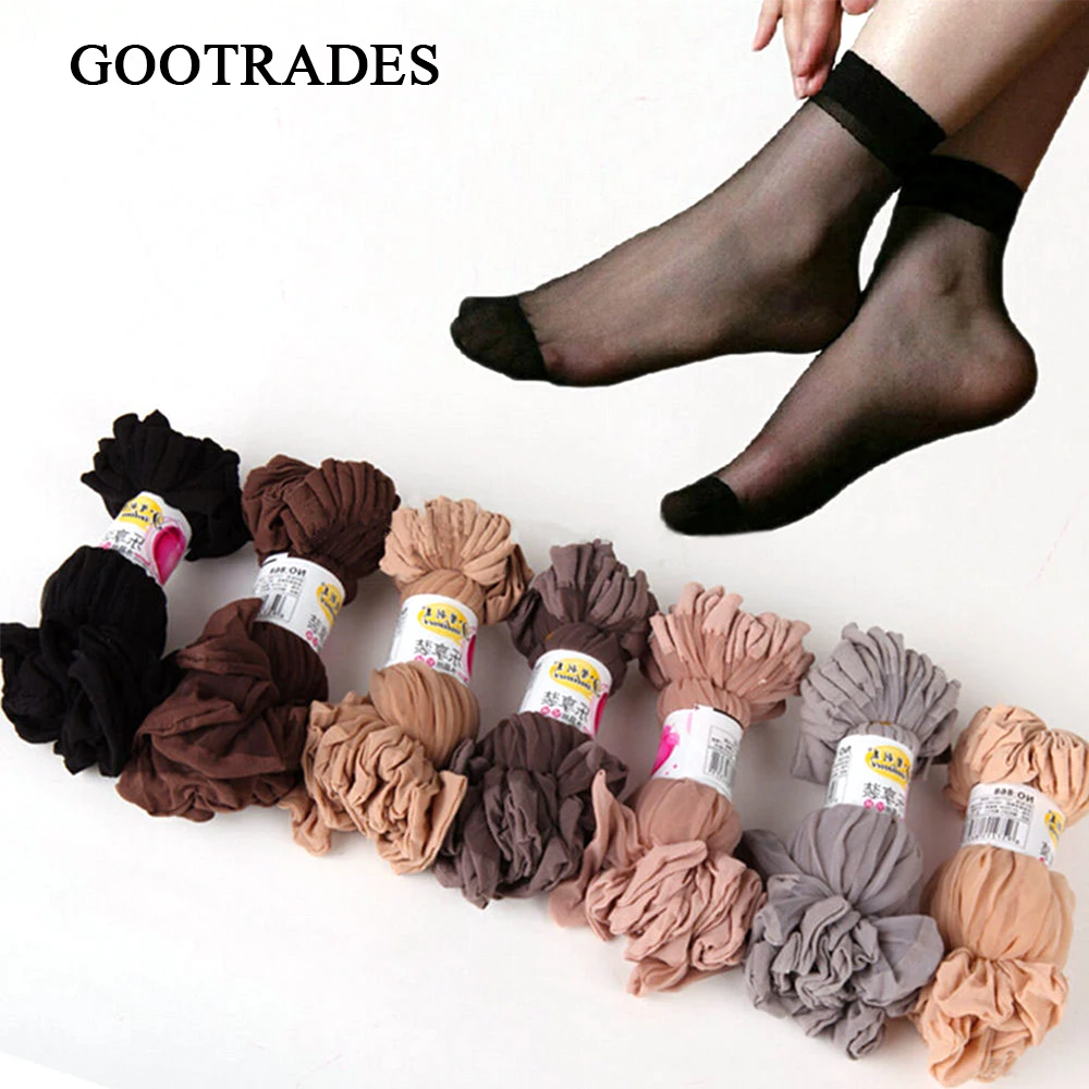 Top Trends: 10 Pairs Women&#039;s Ankle Socks Sexy Ultra-thin Elastic Silky Short Silk Beautiful Girls Socks Shoppable Styles