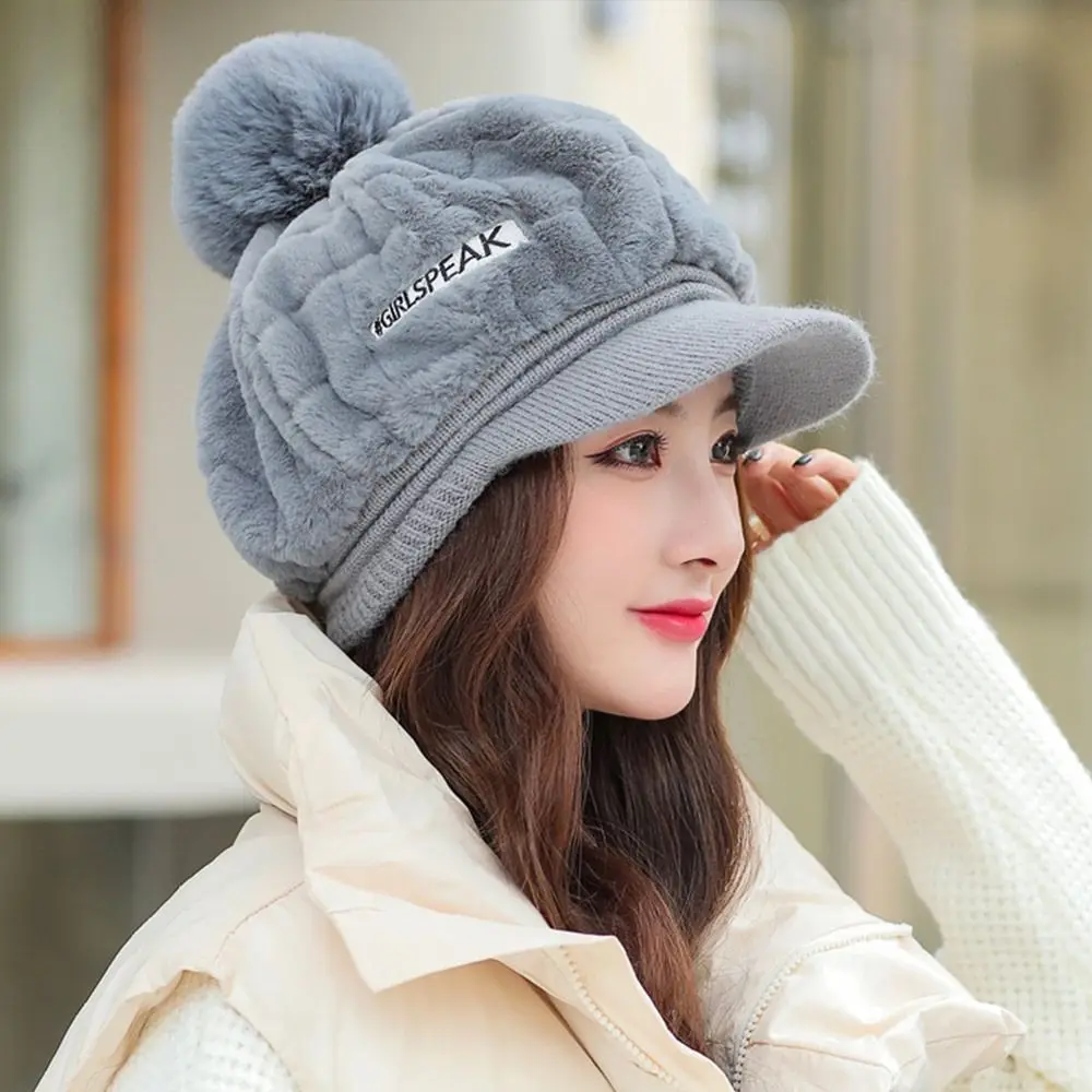 Top Trends: Peaked Cap White Duck Tongue Cap Winter Fluffy Plush Hat Thick Fur Faux Caps Head Warmer Outdoor Visors Women Girl Peaked Cap Shoppable Styles