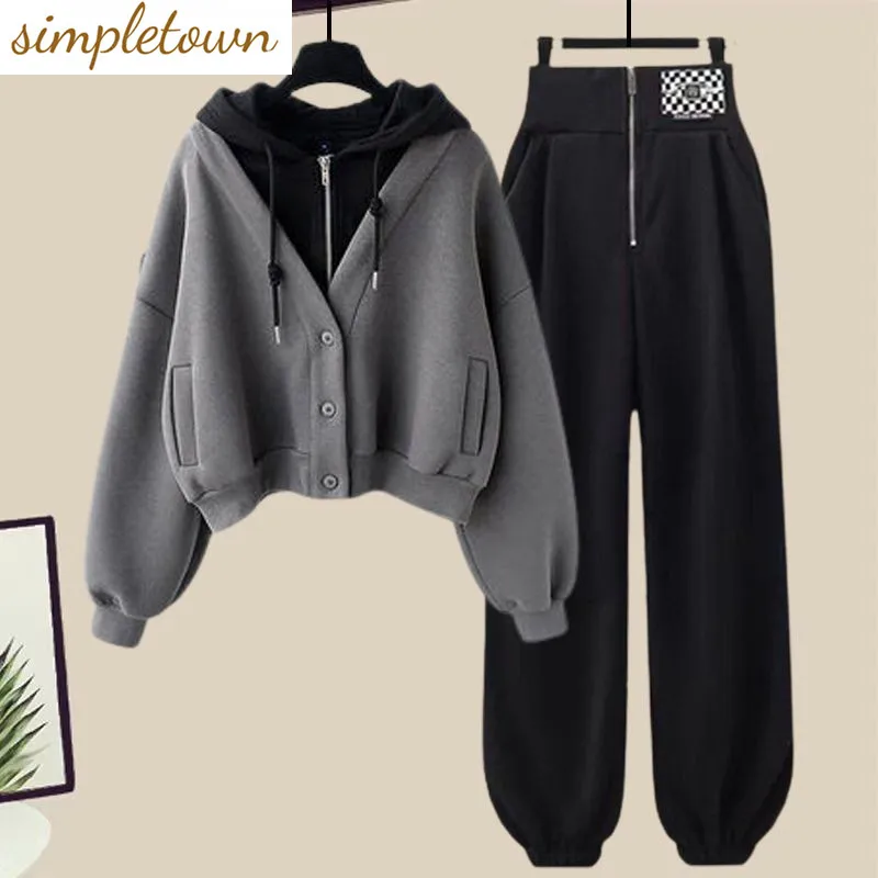 Top Trends: 2023 Winter Patchwork Hoodie Jacket Personalized Leggings Two-piece Elegant Women's Pants Set Tracksuit Outfits Shoppable Styles