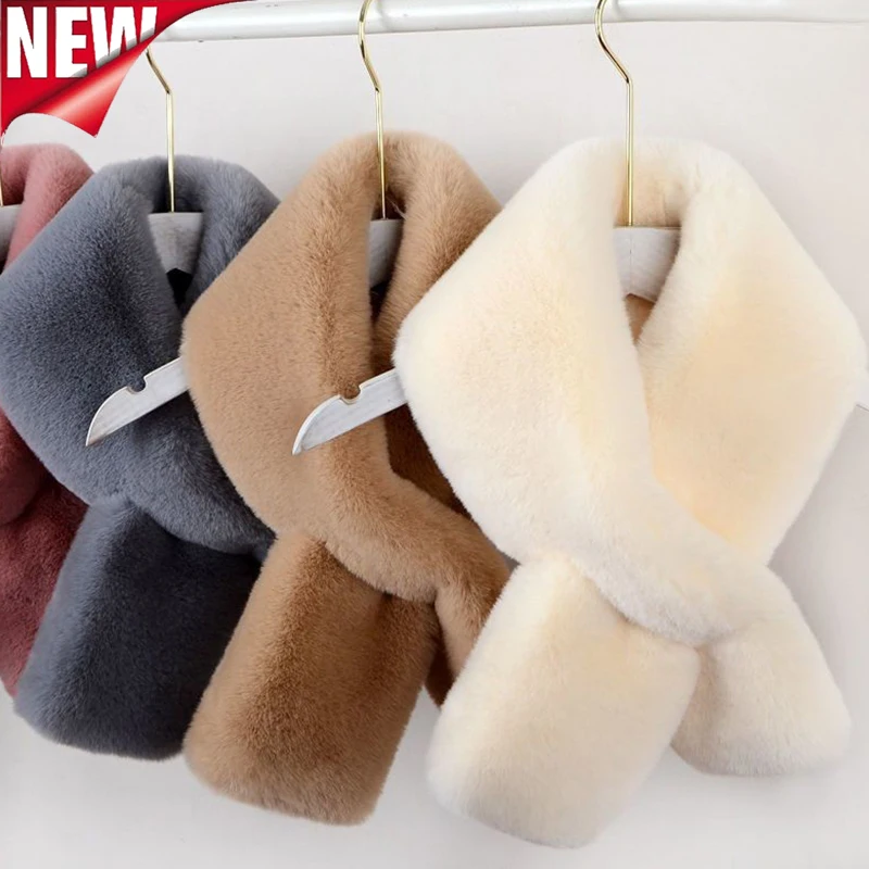 Top Trends: Winter Luxury Warm Thicken Scarfs Faux Rabbit Fur Plush Cross Collar Scarf Shawl Warm Soft Thicken Snood Scarves Women Scarf Shoppable Styles - Image 6