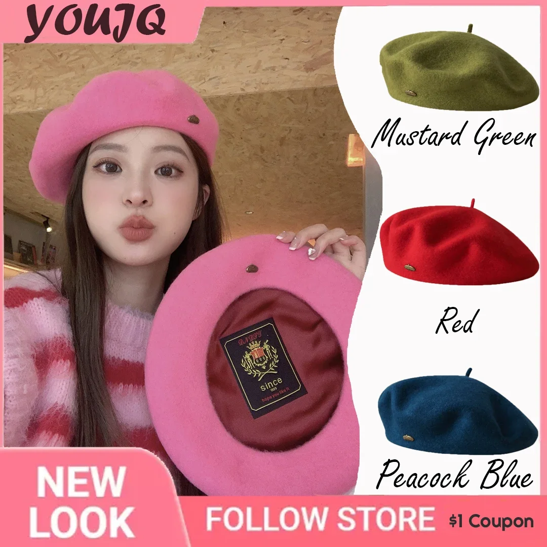 Top Trends: Female Girls Artist Beret Hats For Woman Vintage Spring Winter Berets Warm Beret Takes A Flat Wool Beanie Cap Head Wear Gorras Shoppable Styles