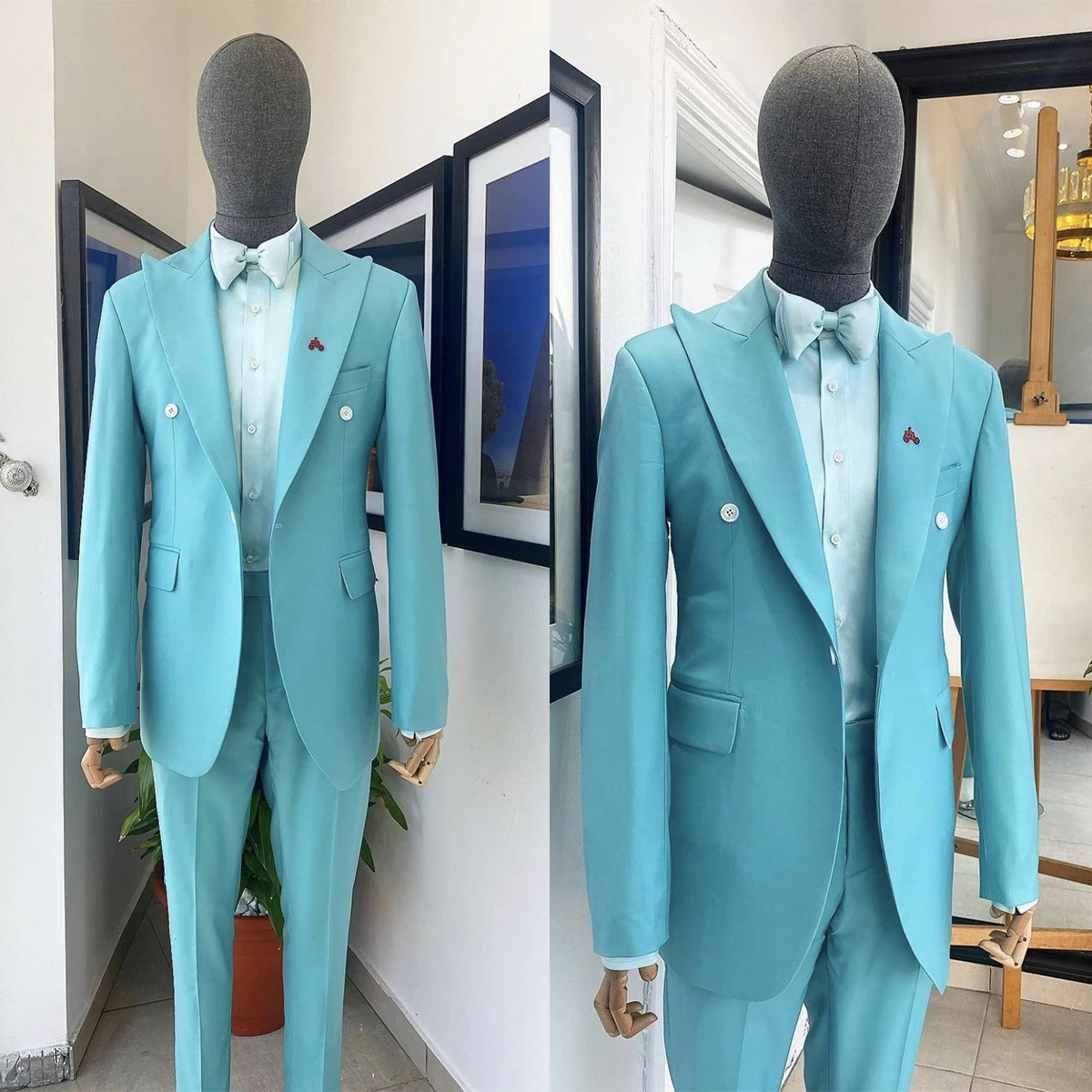 Top Trends: New Design Blue Men Suits Tailor-Made 2 Pieces Blazer Pants One Button Wide Lapel Tuxedo Business Wedding Plus Size Tailored Shoppable Styles