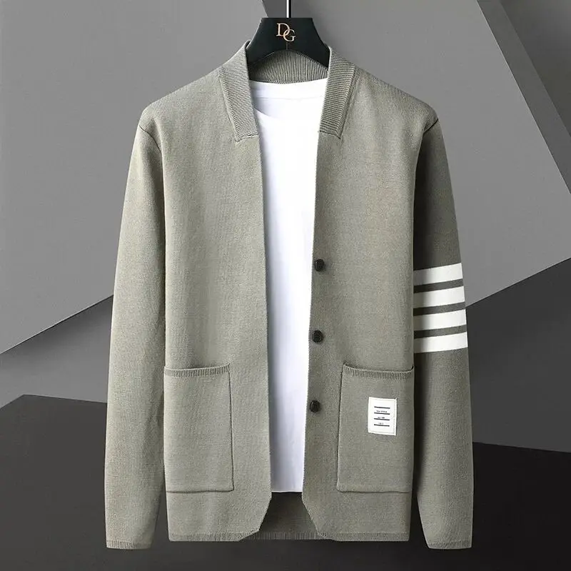 Top Trends: New Arrival High End Luxury Men's Knitted Cardigan2023Autumn Korean Casual Trend Fashion Stripe Pocket Simple Men's Sweater Coat Shoppable Styles - Image 4