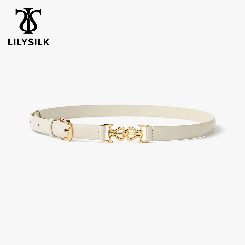 Top Trends: LILYSILK Leather Skinny Cow Skin Belt With Logo 2023 New Elegant Accessories For All Occasions Mental Deco Shoppable Styles