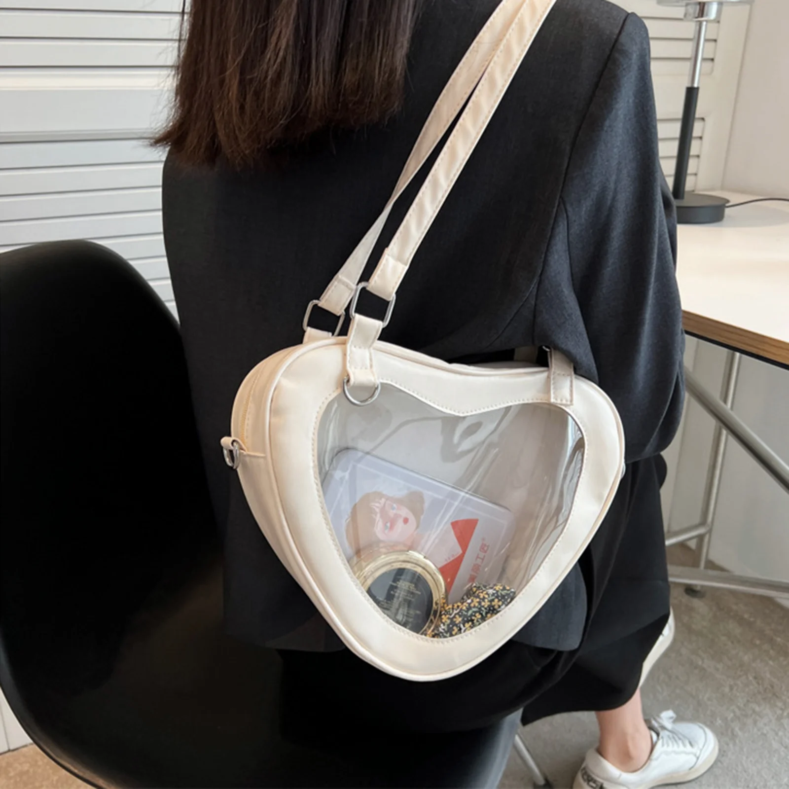 Top Trends: Women Transparent Shoulder Bag Fashion Love Heart Shaped Pvc Clear Lady Girls Underarm Casual Daily Travel Handbag Totes Purse Shoppable Styles