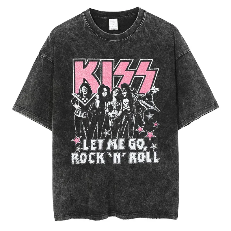 Top Trends: Rock Band KISS LET ME GO Graphic T-shirt High Quality Cotton Vintage Short Sleeve Tees Fashion Men Women Oversized Streetwear Shoppable Styles