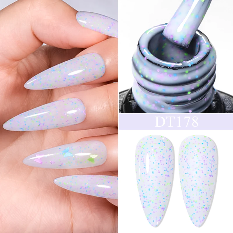 Top Trends: MEET ACROSS 7ml Cheese Glitter Sequins Gel Shimmer Candy Color Semi Permanent UV LED Gel For Nails Nail Art Hybrid Varnishes Shoppable Styles