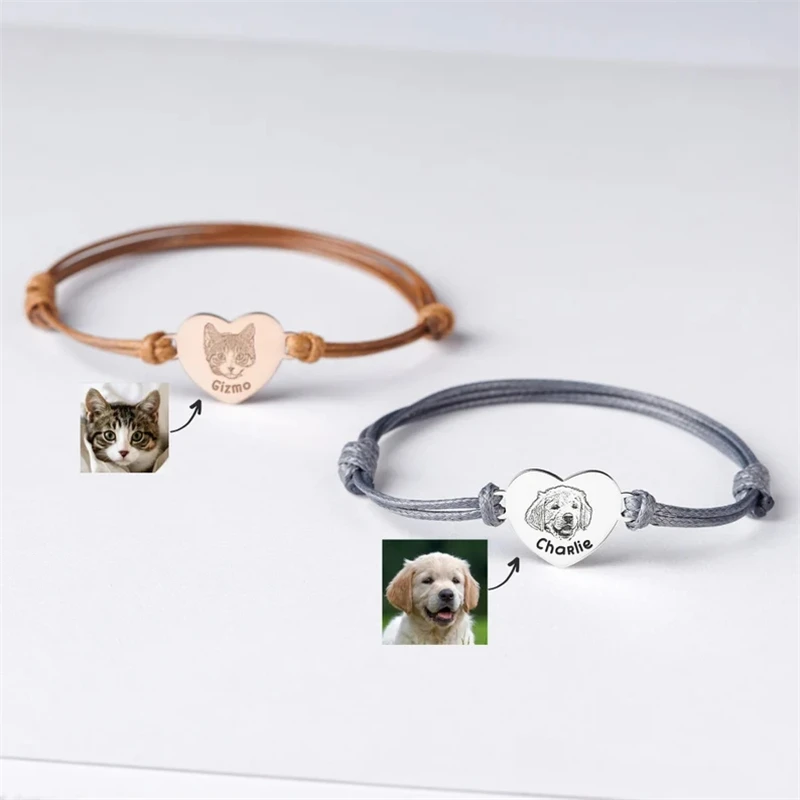 Top Trends: Custom Pet Portrait Bracelet For Women Personalized Dog Photo Stainless Steel Adjustable Pet Owner Lover Bracelet Gift Jewelry Shoppable Styles - Image 3