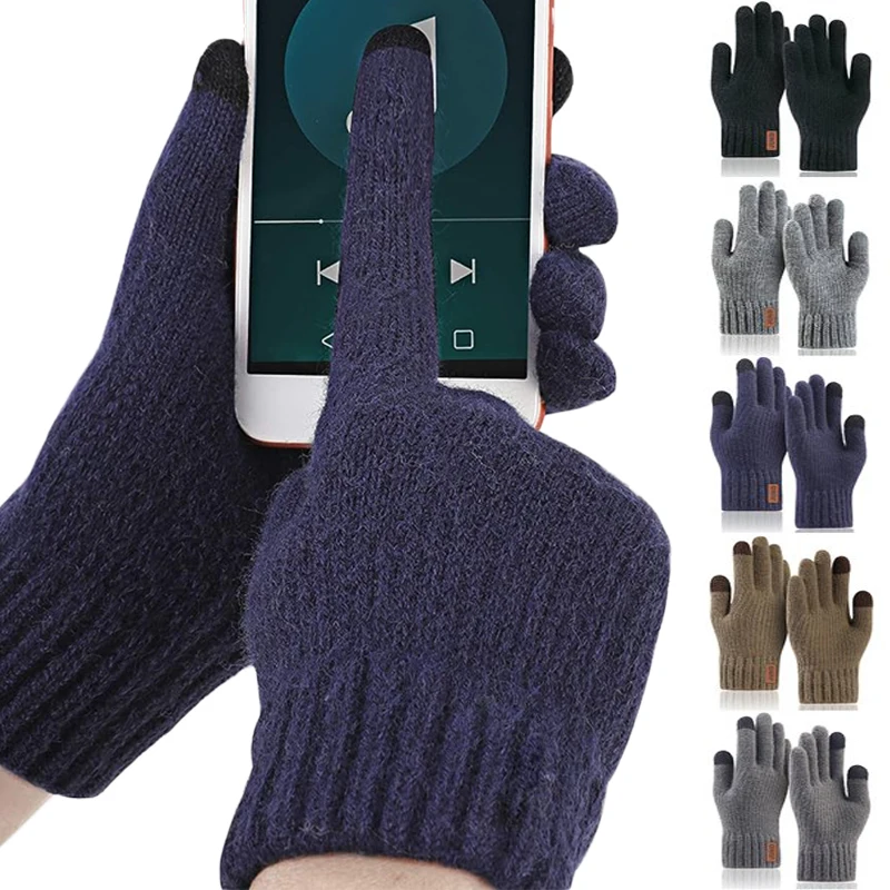 Top Trends: Winter Men Knitted Gloves Touchscreen High Quality Mitten Thicken Warm Wool Cashmere Solid Color Men Business Gloves Keep Warm Shoppable Styles