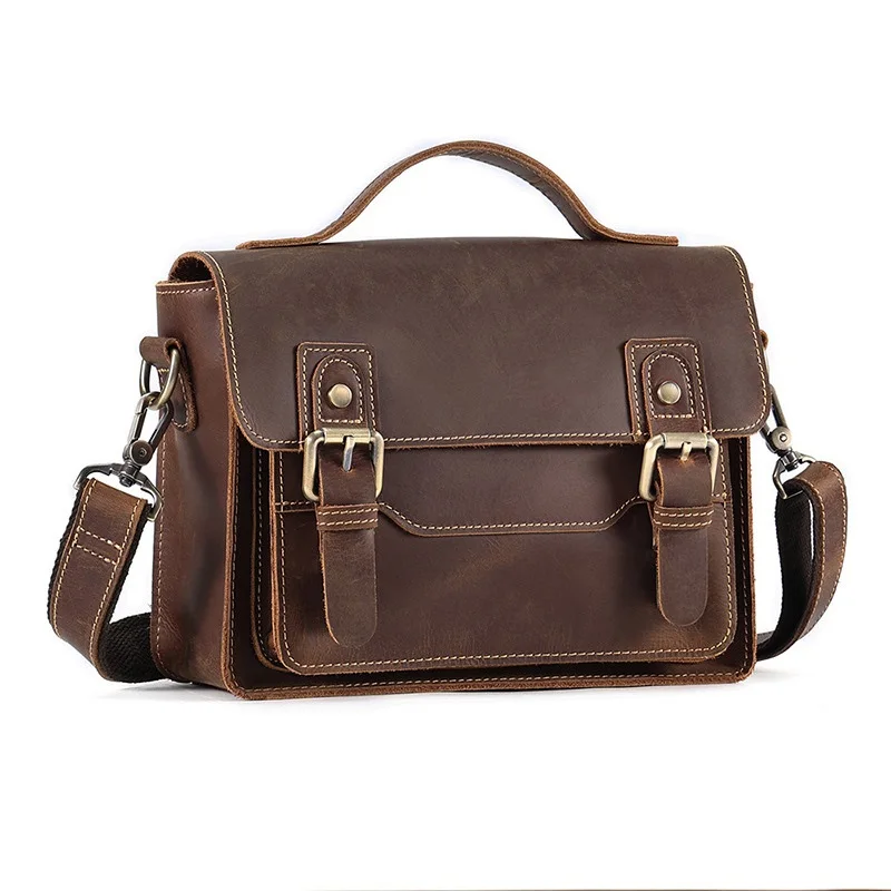 Top Trends: Man Genuine Leather Small Messenger Bag Women Satchel Shoulder Crossbody Bag Men's Vintage Purse For Business Work Travel Shoppable Styles