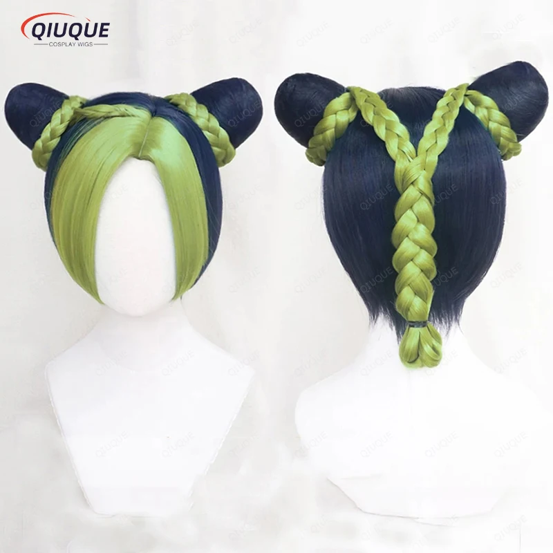 Top Trends: High Quality Jolyne Cujoh Kujo Cosplay Wig Anime JoJo&#039;s Bizarre Adventure Golden Wind Buns Braids Cos Hair Wigs + Free Wig Cap Shoppable Styles