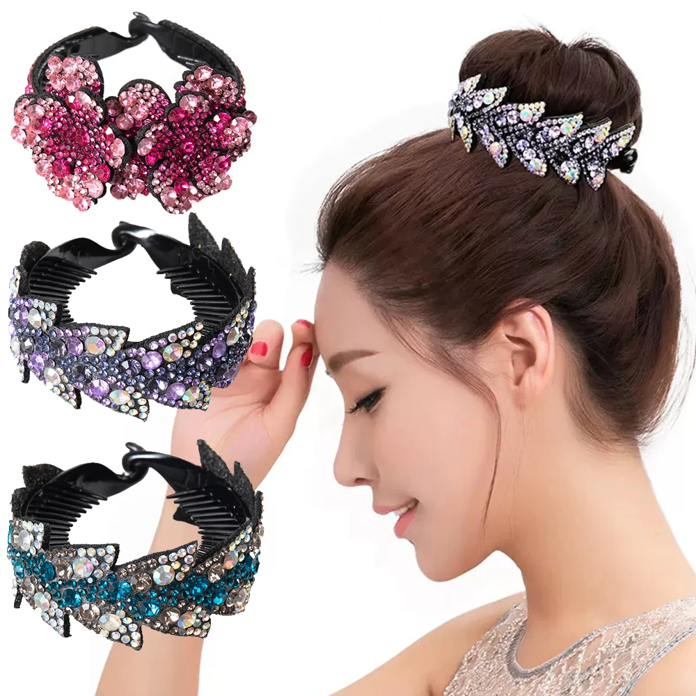 Top Trends: Rhinestone Hair Claw For Women Flower Hair Clip Barrettes Crab Hair Clamps Crystal Ponytail Holder Hairpin Band Hair Accessories Shoppable Styles