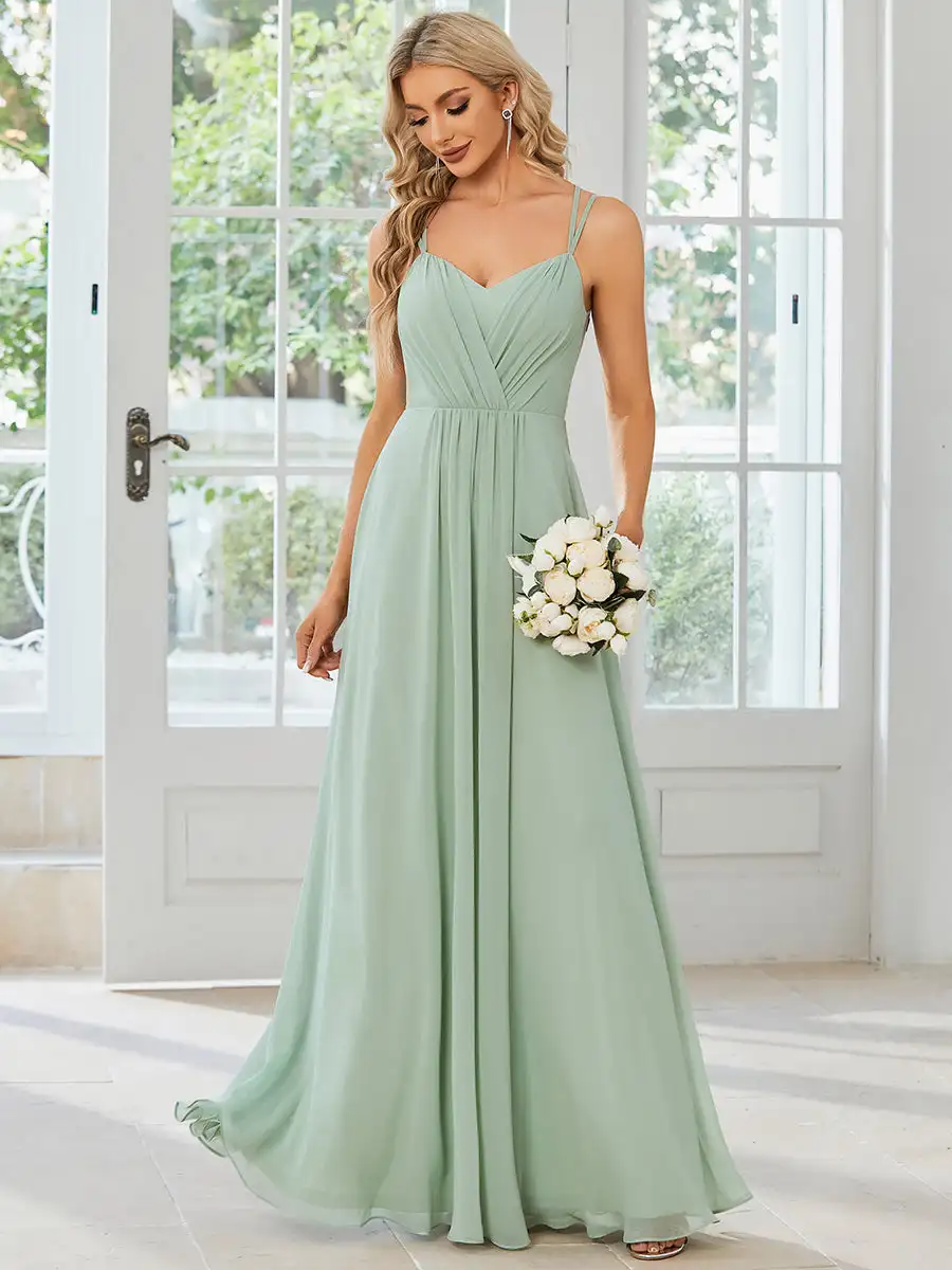 Top Trends: Elegant Evening Dress V Back Backless Floor-Length Ever Pretty 2024 Of Chiffon Wrinkle Mint Green Bridesmaid Dress Shoppable Styles