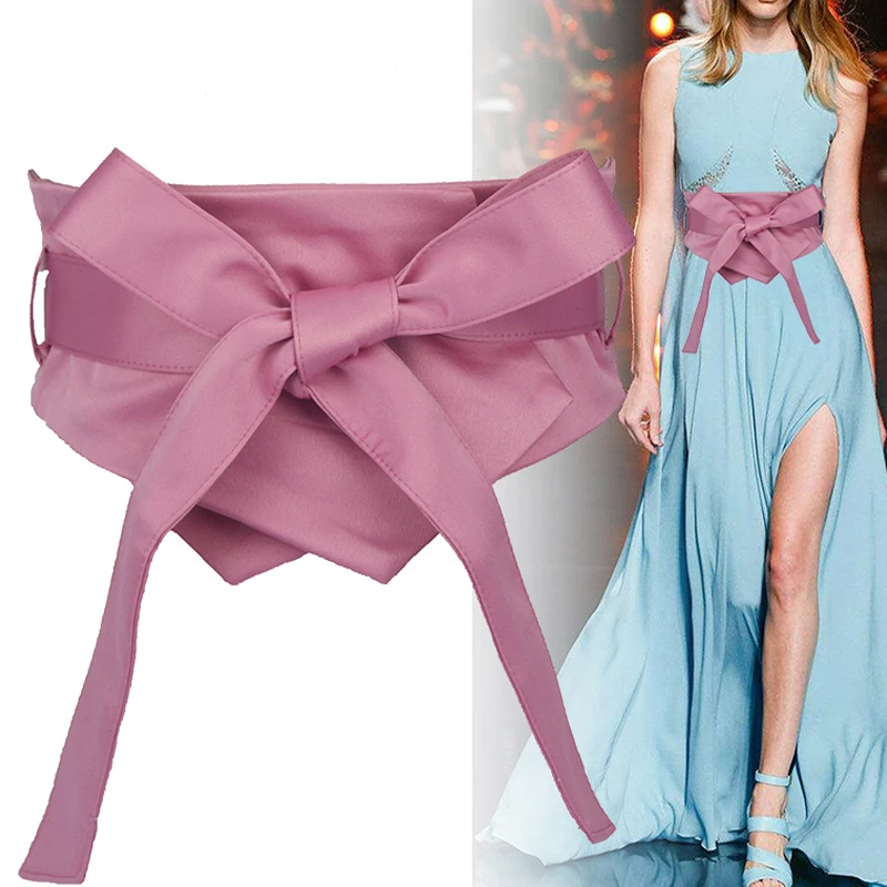 Top Trends: Women Wide Waist Belt With Tie Bow Elegant Self Tie Wrap Around Obi Bowknot Waistband Corset Shirt Dress Decor Girdle Belt Shoppable Styles