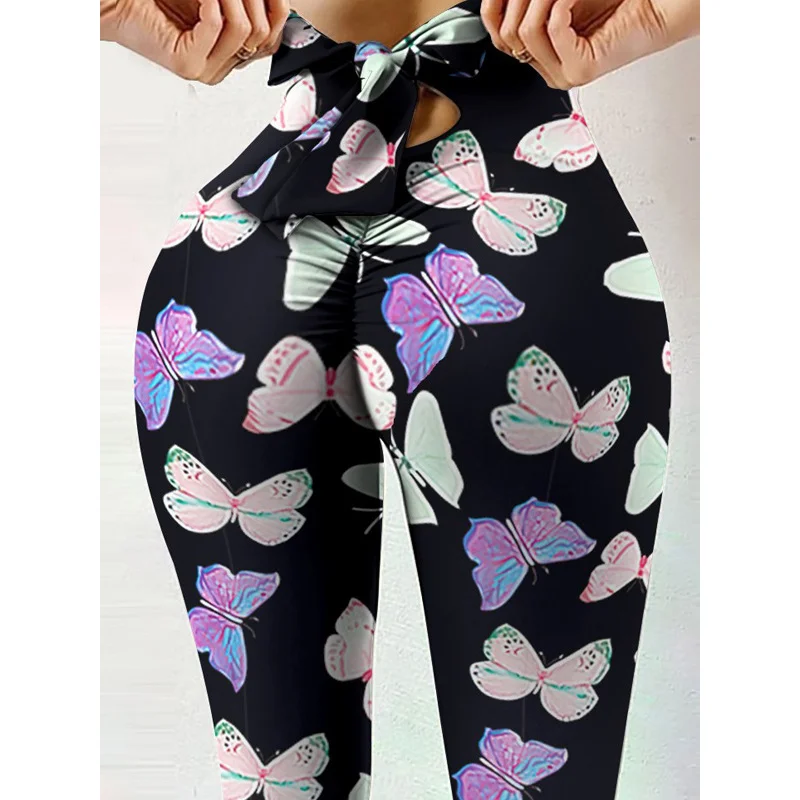 Top Trends: Gymdolphins Female High Elastic Digital Printed Yoga Pants With Bow Tie Tight Fitting Fitness Leggings For Women 2023 New Shoppable Styles