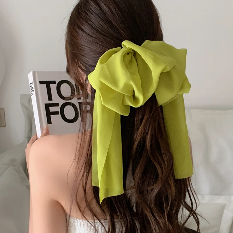 Top Trends: Chiffon Multi-layer Large Barrette Bow Hairpin For Female Streamer Fairy Back Head Ponytail Spring Clip French Lazy Headdress Shoppable Styles