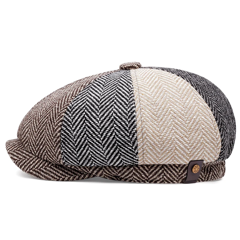 Top Trends: 2023 Autumn Winter New Patchwork Beret Man Vintage British Peaky Blinders Newsboy Caps For Men Gatsby Cap Male Cotton Boina Shoppable Styles - Image 3