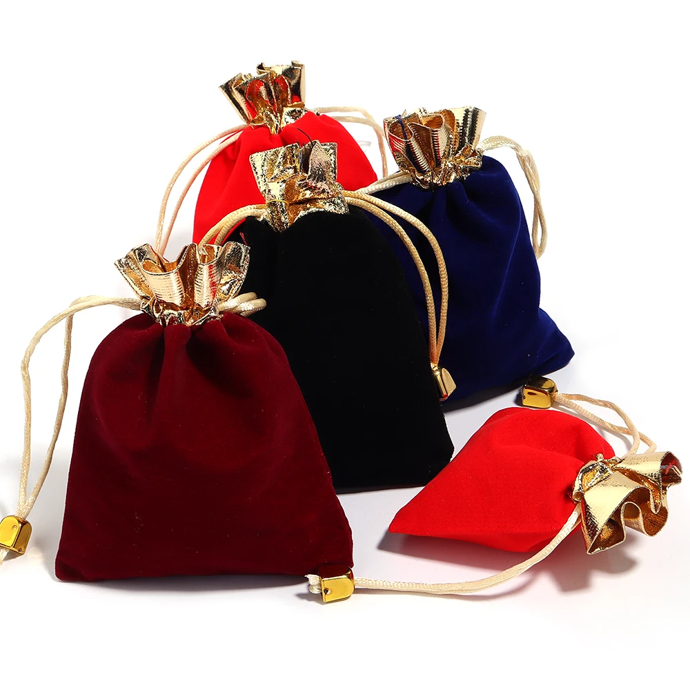 Top Trends: Gold Color Velvet Bags Fabric Drawstring Pouches Bags For Jewelry Christmas Gifts Package Gift Bags Jewelry Packaging Bag Shoppable Styles