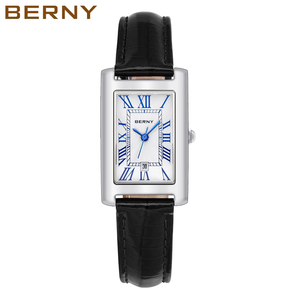 Top Trends: Berny Tank Watch For Men Sun Pattern Dial Easy Read Day Tank Watches Men Quartz Male Rectangle Case Clock Waterproof Wristwatch Shoppable Styles