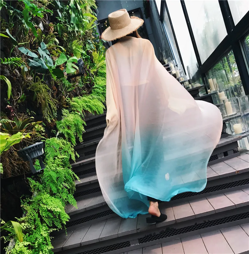 Top Trends: New Scarf Women Luxury Spring And Summer Beach Travel Pareo Sunscreen Chiffon Scarf Fashion Gradient Long Silk Scarf Shawl Shoppable Styles