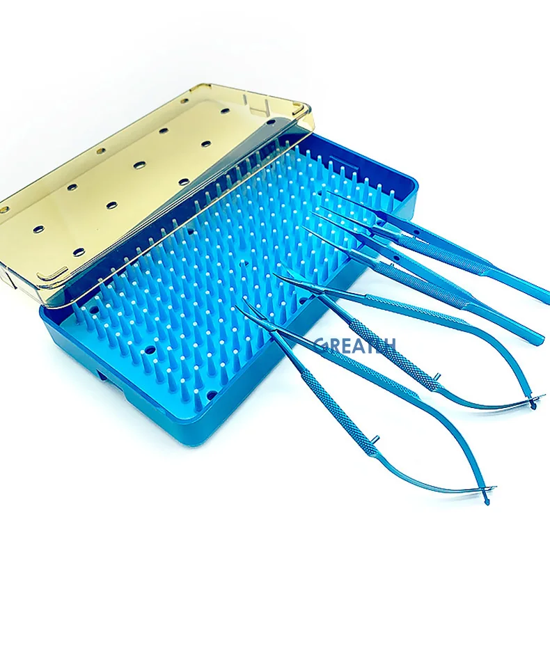 Top Trends: 4pcs Titanium Ophthalmic Instrument Set Forcep Needle Holder Scissor OR Silicone Sterilization Tray Shoppable Styles