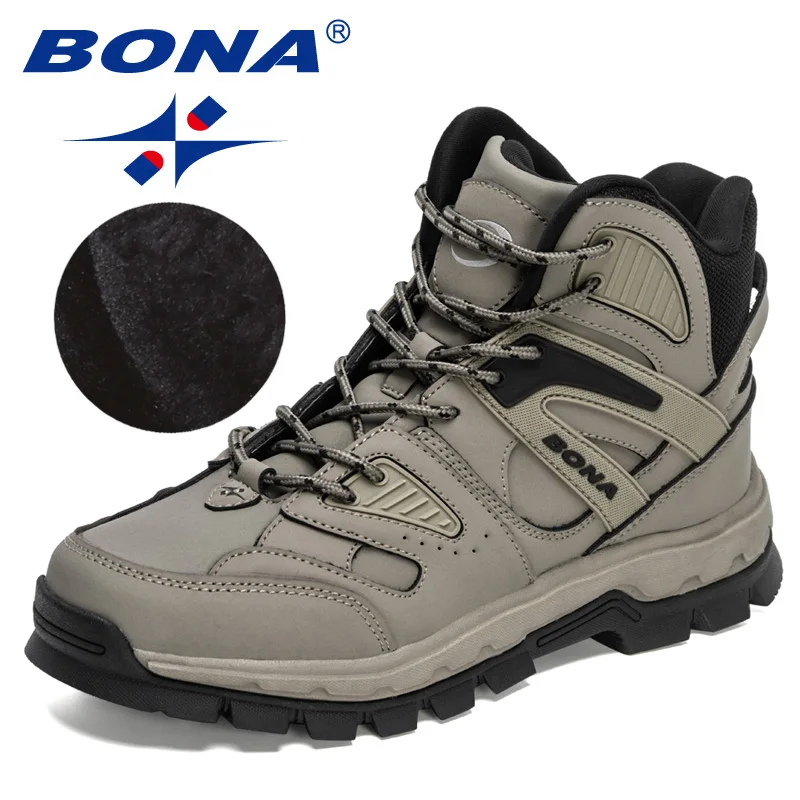 Top Trends: BONA 2023 New Designers Mountain Desert Climbing Shoes Men Ankle Plush Hiking Boots Man High Top Trekking Footwear Mansculino Shoppable Styles