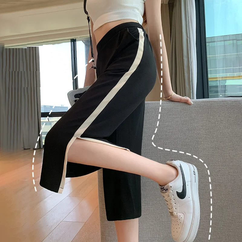 Top Trends: Shorts For Women Straight Loose Wide Leg Pants High Waist Casual Sweatpants Solid Trousers Y2K Summer Korean Fashion Capris Shoppable Styles