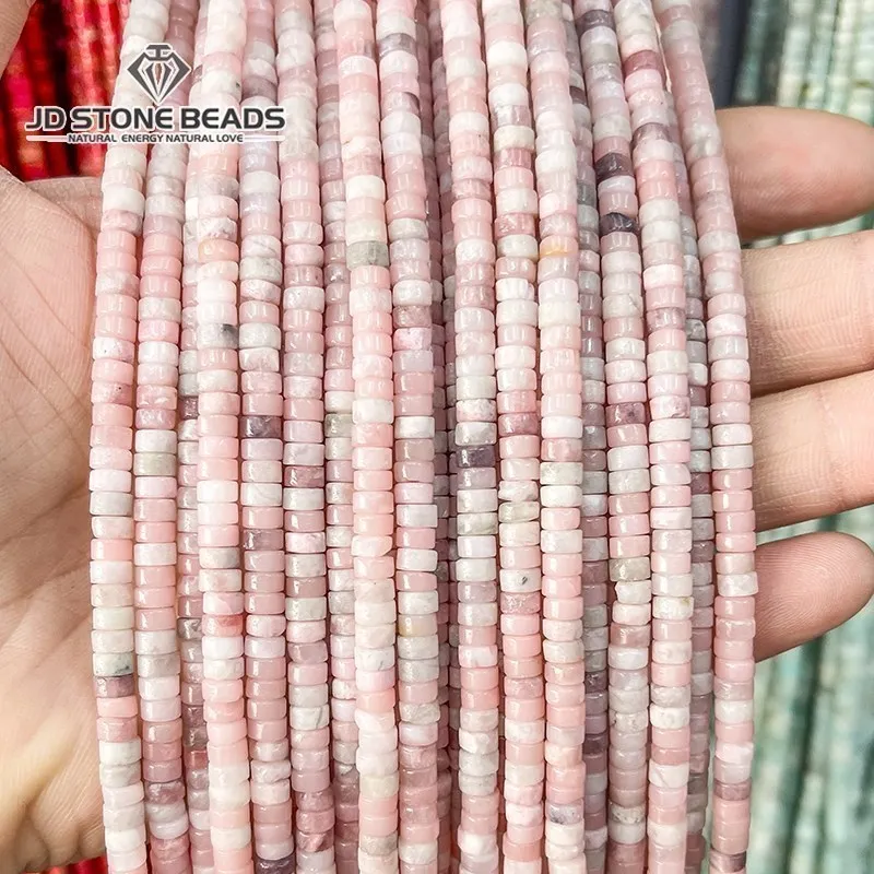 Top Trends: 4x2mm Natural Pink Opal Turquoise Jasper Rondelle Beads Cylinder Flat Loose Spacer Bead For Jewelry Making Diy Bracelet Necklace Shoppable Styles