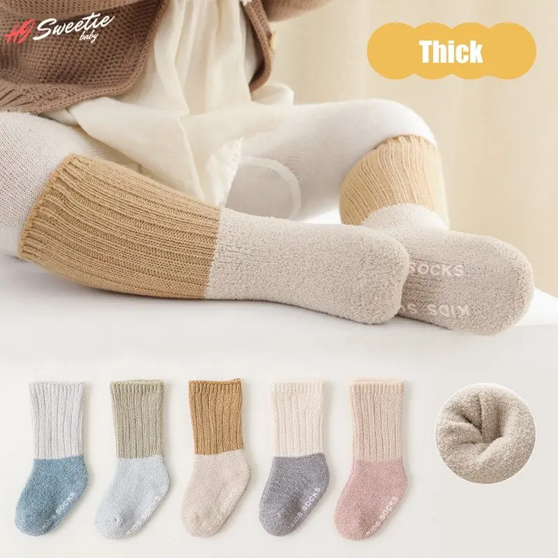 Top Trends: Fashion Baby Socks Autumn Winter Coral Fleece Thickened Newborn Socks Boy Gilrs Non-slip Floor Socks Children's Socks Shoppable Styles