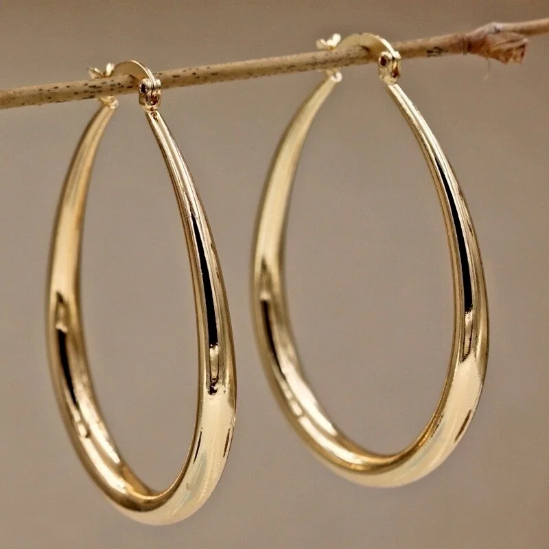 Top Trends: Shiny Gold Color Earrings For Women Fashion Smooth Hoop Earrings Wedding Engagement Jewelry Gift Shoppable Styles