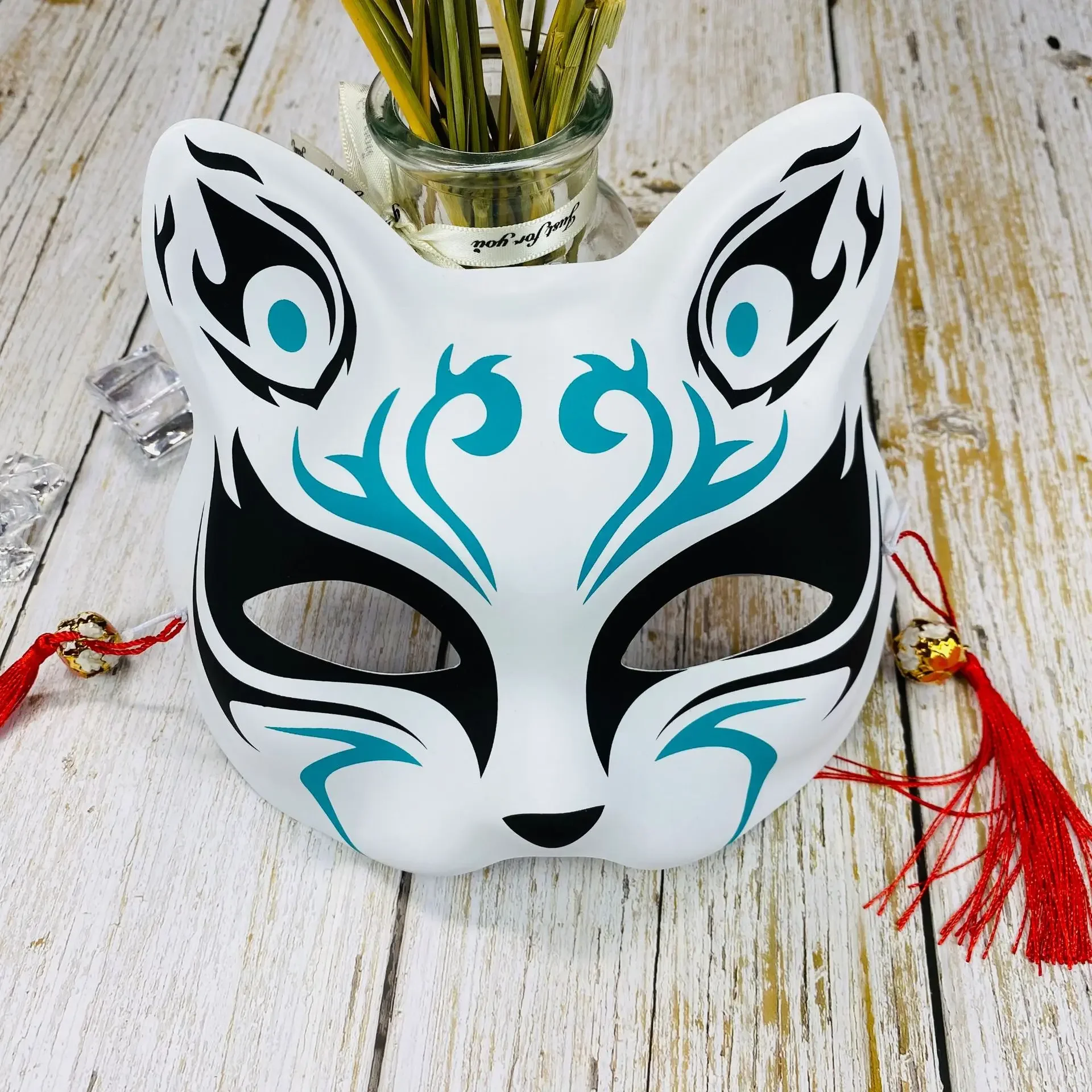 Top Trends: Hand-painted Cat Fox Mask Masquerade Halloween Festival Cosplay Prop Japanese Mask Half Face Anime Demon Slayer Shoppable Styles