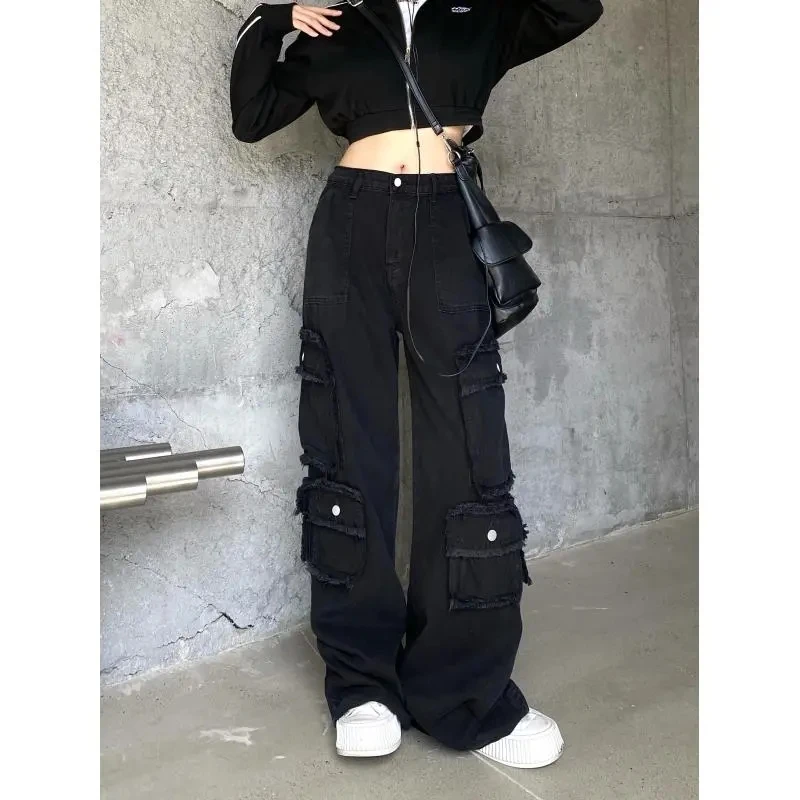 Top Trends: Black Women's Jeans Street High Waist Pants Loose Jeans Loose Female Denim Straight Pants For Women Clothing Jeans Shoppable Styles