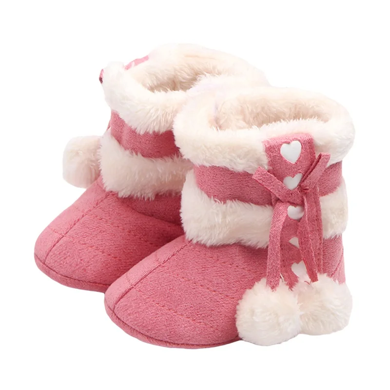 Top Trends: BeQeuewll Newborn Girls Winter Boots Cute Bow Plush Pom Snow Shoes Warm Baby Walking Shoes For Toddler Infant For 0-18 Months Shoppable Styles