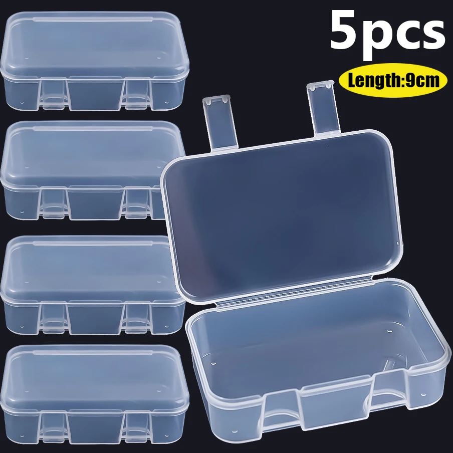 Top Trends: 5pcs 9cm Length Large Transparent Storage Boxes Containers With Lids Small Clear Plastic Box For Bank Card Jewelry Packaging Shoppable Styles