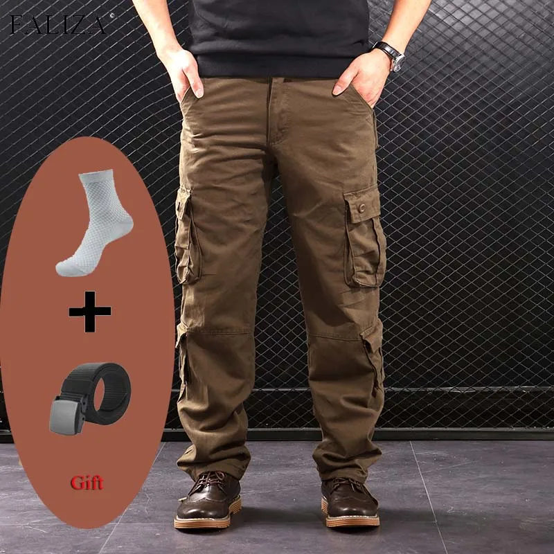 Top Trends: Multi Pockets Mens Cargo Pants Military Tactical Cotton Khaki Outwear Straight Casual Trousers For Men Pantalon Militaire Homme Shoppable Styles