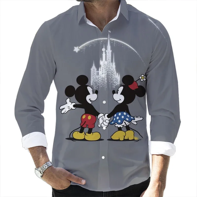 Top Trends: 2023 Fall Hot Sale Casual Button Long Sleeve Shirt Disney Mickey Donald Duck And Goofy 3D Full Print Fashion Men&#039;s Lapel Top Shoppable Styles