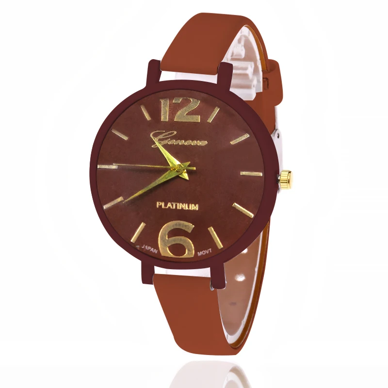 Top Trends: WOKAI High Quality Fashion Casual Ladies Large Dial Small Strap Leather Strap Quartz Watch Women's Simple Style Student Clock Shoppable Styles