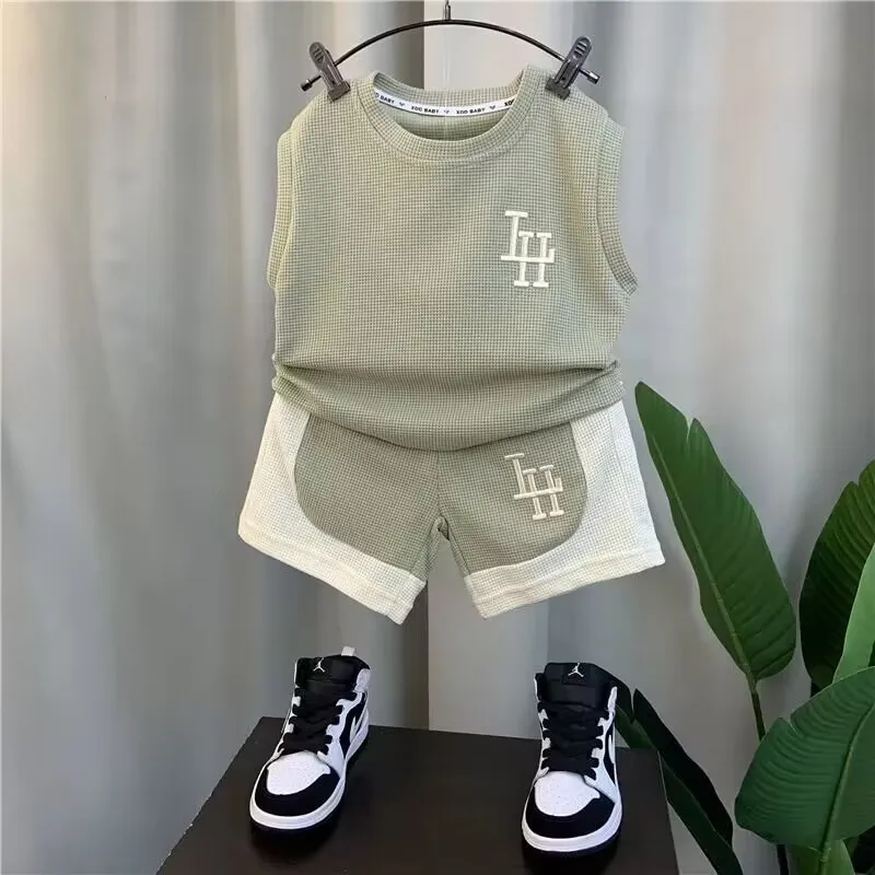 Top Trends: Children's Summer Boys' Tank Top Set 2023 New Baby Sleeveless Clothes Children's Cool And Handsome Two Piece Set Shoppable Styles - Image 4