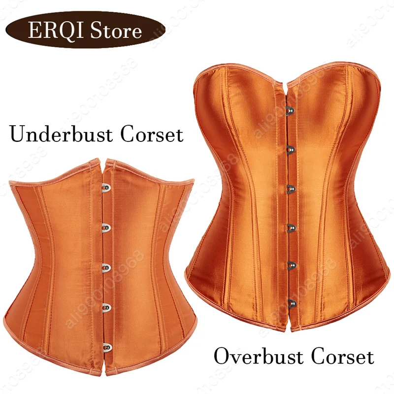 Top Trends: Corset Bustier Top For Women Lace Up Corset Plus Size Satin Orange Corset For Women XS-7XL Shoppable Styles